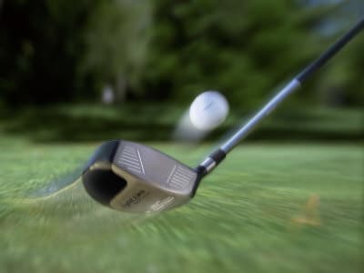 about swinging the golf club, this shows a golf ball bouncing off a driver