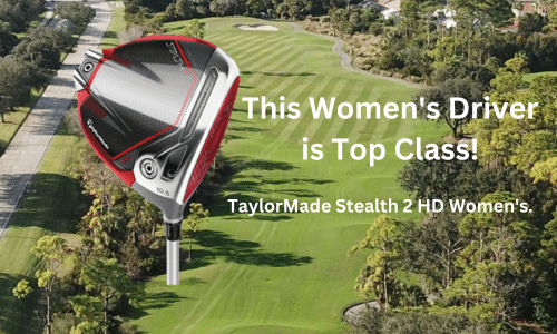 View of golf course with Stealth women's driver superimposed.